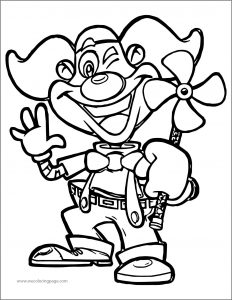 Cartoon Clown Wind A4 Printable Coloring Page