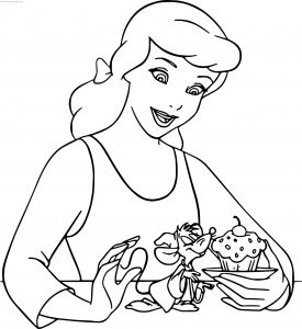 Cinderella Mice And Birds Cupcake Coloring Pages