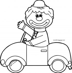 Clown Riding Car Coloring Page