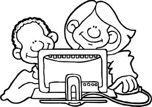 Girl Woman Computer Engineer Coloring Page