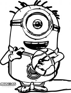 Minion Playing Holding Basketball Coloring Page