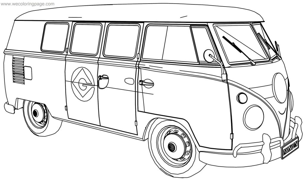Minion Vw Camper Van Bus Coloring Page - Wecoloringpage.com