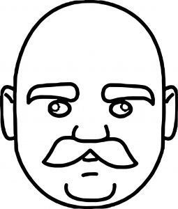 Tn Face Of Bald Headed Man With Mustache Coloring Page