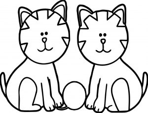 Two Cat Coloring Page