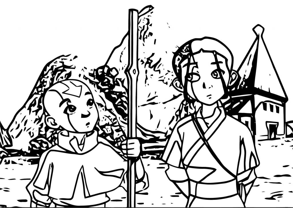 Aang Katara Avatar The Last Airbender Avatar Aang Coloring Page 2141452 ...