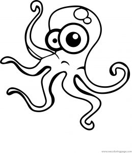 Cartoon Animal Cuttle Sweety Pretty Octopus Coloring Page