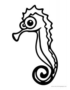 Cartoon Animal Cuttle Sweety Pretty Sea Horse Coloring Page
