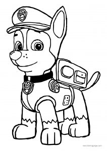 Chase Police Pup Paw Patrol Police Dog Coloring Page