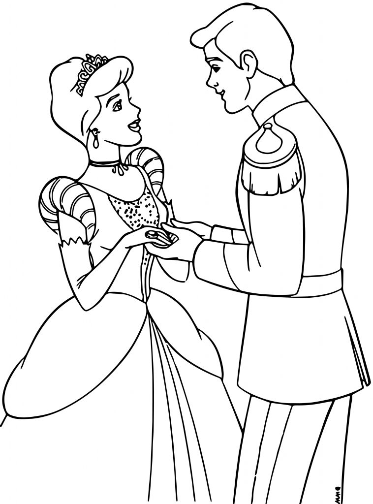 Cinderella And Prince Charming Coloring Pages 36 - Wecoloringpage.com