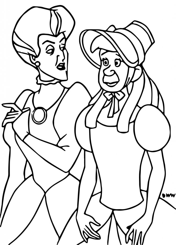 Cinderella Lady Tremaine Anastasia Drizella And Lucifer Coloring Pages ...