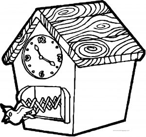 Clock Bird Box Coloring Page