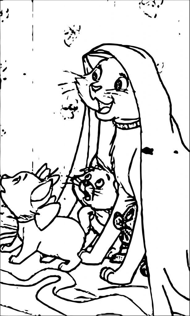 Beautiful Disney The Aristocats Cat Coloring Page | Wecoloringpage.com