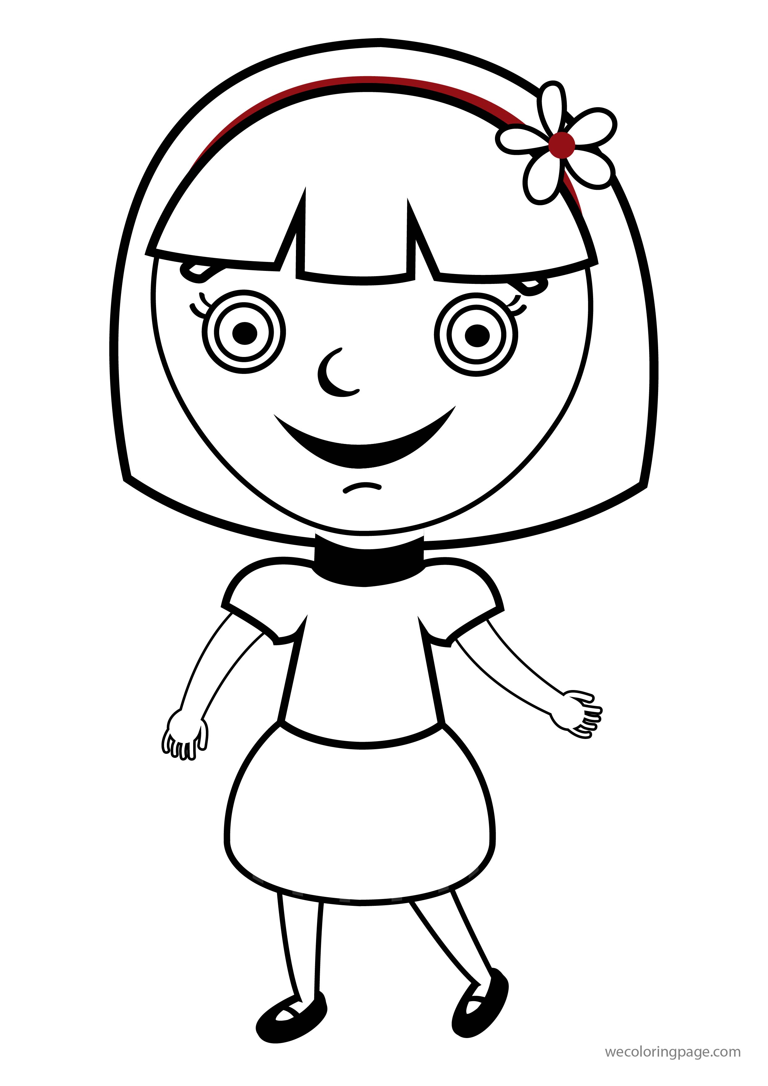 Happy Kids Girl Illustration Coloring Page