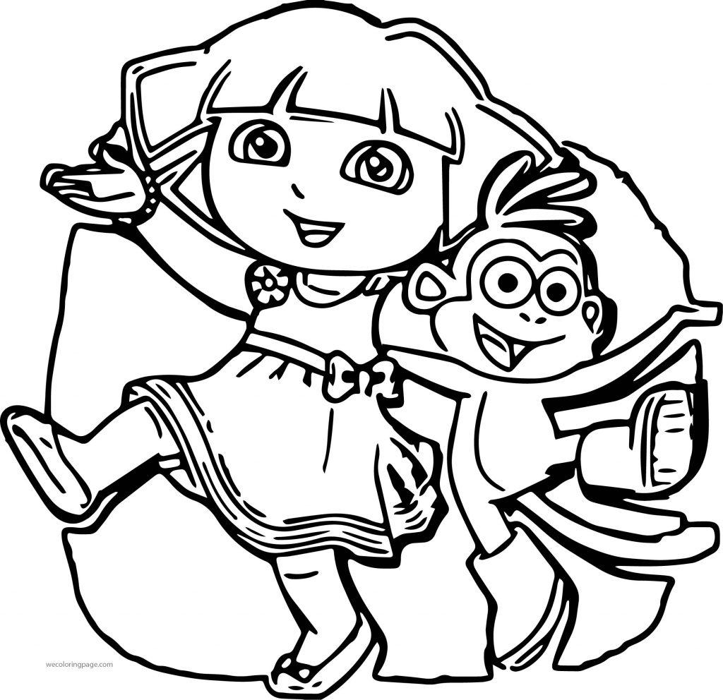Permainan Dora Monkey Dance Time Cartoon Coloring Page - Wecoloringpage.com