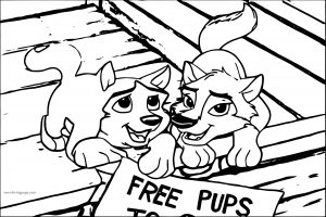 Puppy Kodi And Aleu Wolf Coloring Page
