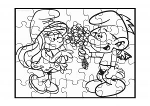 Smurf Puzzle Coloring Page