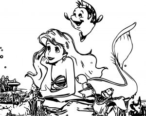 Thinking Ariel The Little Mermaid Coloring Page