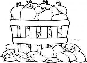 Apple Bucket Fall Coloring Page