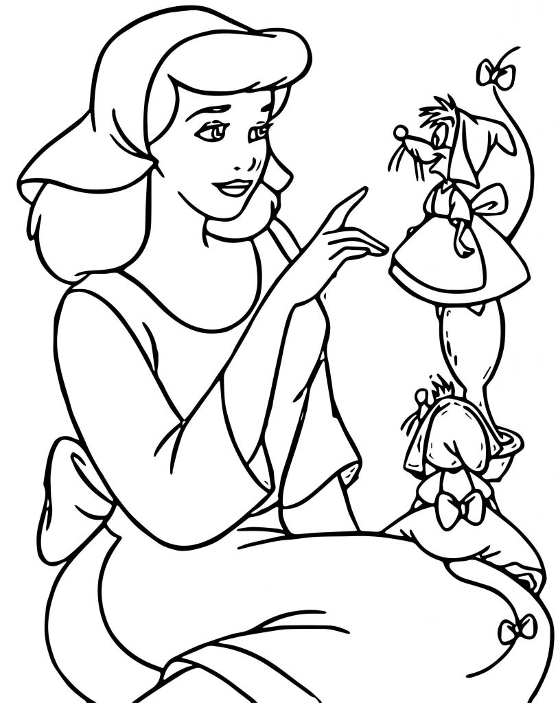 Cinderella Mice And Birds Coloring Pages 02 | Wecoloringpage.com