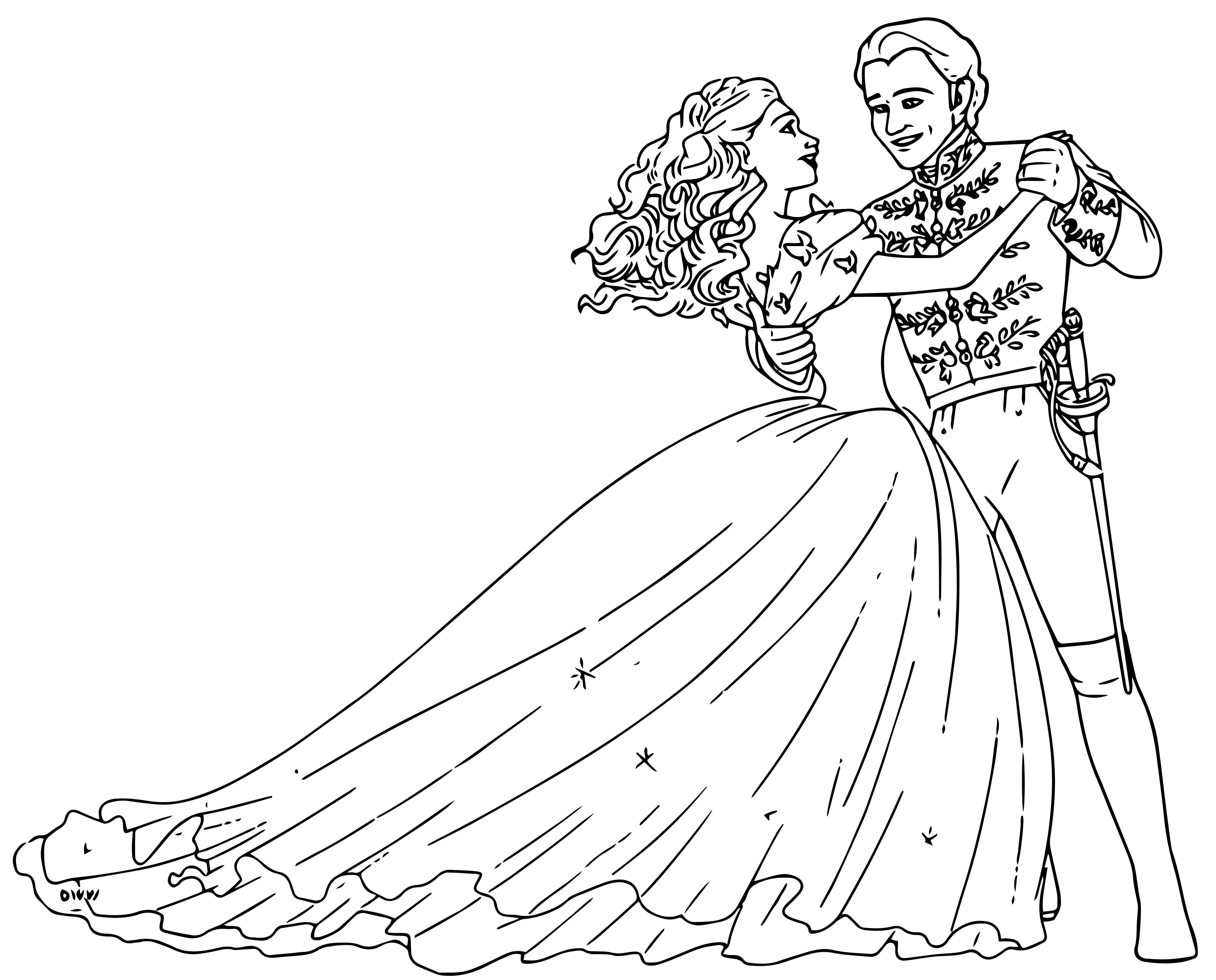 Cinderella Prince Dancing Coloring Page