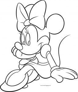 Disney Cute Minnie Girl Sit Coloring Page