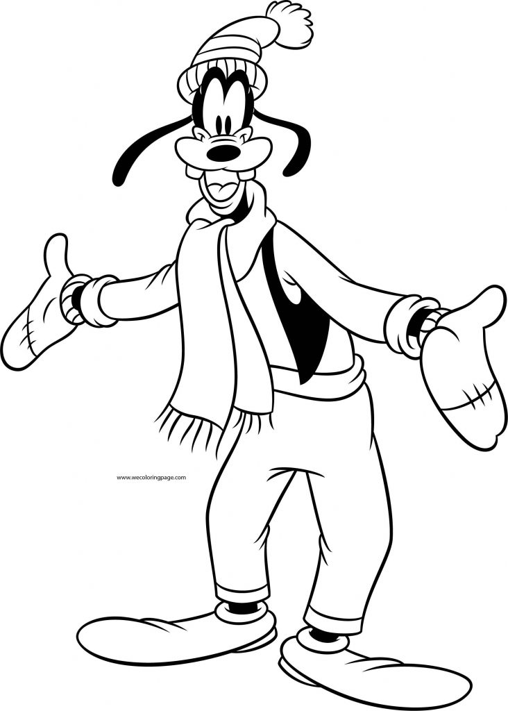 Disney Goofy Cold Weather Coloring Page - Wecoloringpage.com