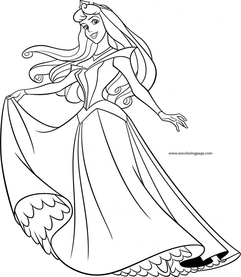 Disney Princess Aurora Pose Dress Coloring Page - Wecoloringpage.com