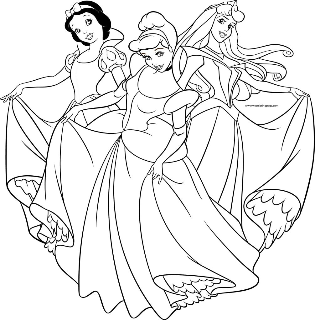 Disney Princess Girls Pose Coloring Page - Wecoloringpage.com