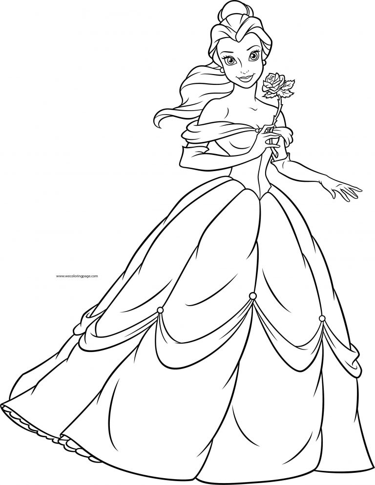 Disney Princesses Belle Rose Coloring Page – Wecoloringpage.com