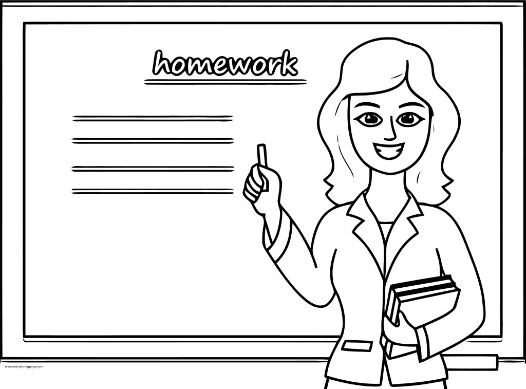 English Teacher Homework Coloring Page - Wecoloringpage.com