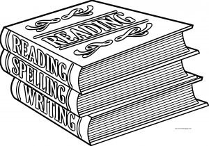 English Teacher Three Book Coloring Page
