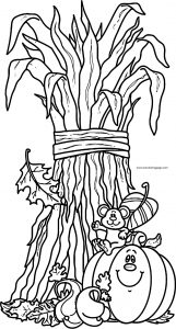 Fall Cartoon Mouse Pumpkin Coloring Page