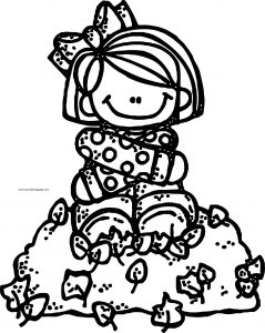 Fall Girl Kids Coloring Page