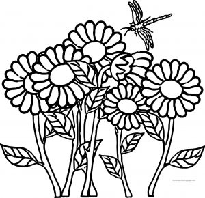 Flower Dragonfly Coloring Page