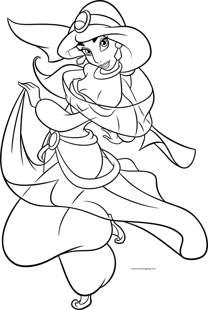 Jasmine Girl Princess Disney Transparent Coloring Page - Wecoloringpage.com
