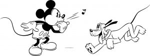 Old Mickey Mouse And Pluto Coloring Page
