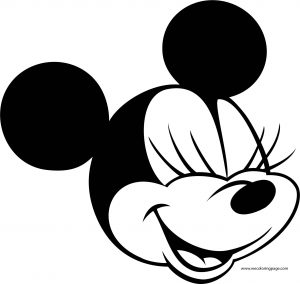 Old Minnie Mouse Close Eyes Face Coloring Page