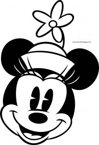Old Minnie Mouse Happy Face Side Coloring Page