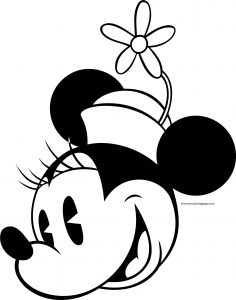 Old Minnie Mouse Look Down Face Coloring Page