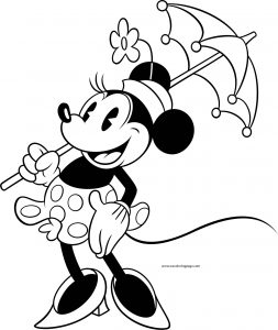 Old Minnie Mouse Thinking Coloring Page