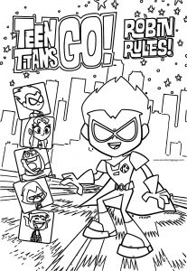 Teen Titans Go Robin Cover Rules Sketch Download Coloring Page