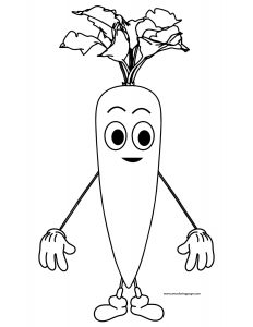 Very Cute Cartoon Carrot Coloring Page