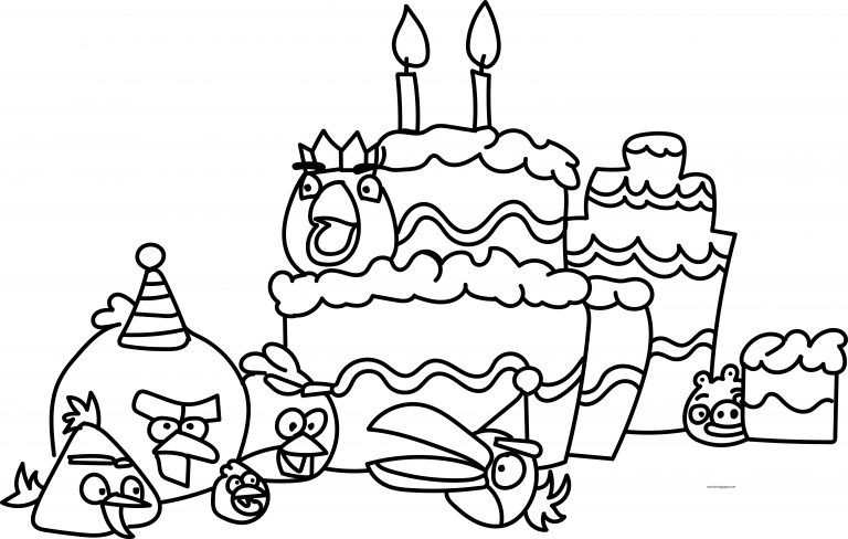 Angry Birds Birthday Picture Coloring Page - Wecoloringpage.com