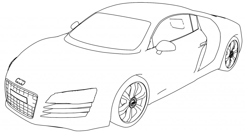 Audi R8 Coloring Page Perspective - Wecoloringpage.com