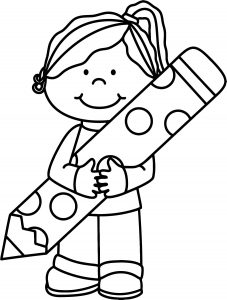 Cute Girl Pen Coloring Page