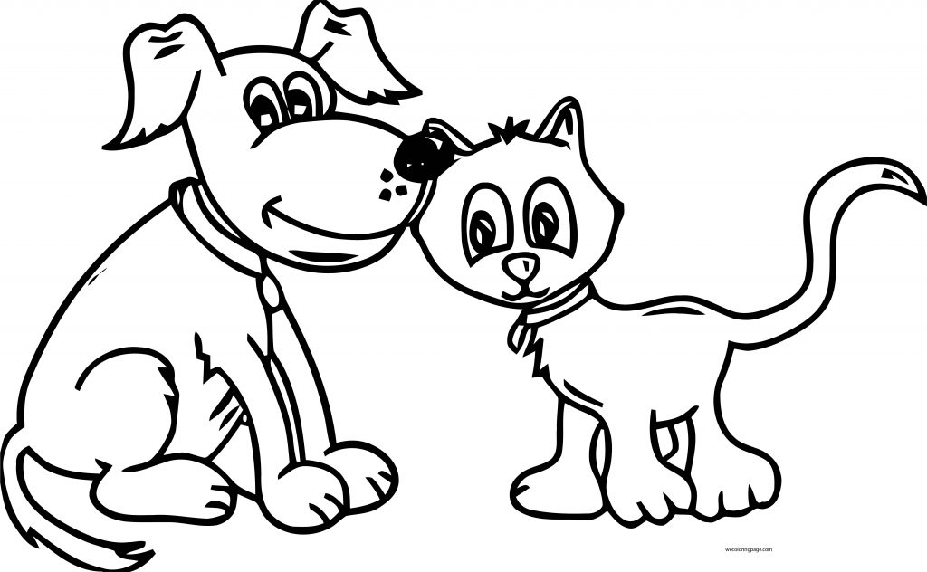 Dog And Cat Cute Coloring Pages - Wecoloringpage.com