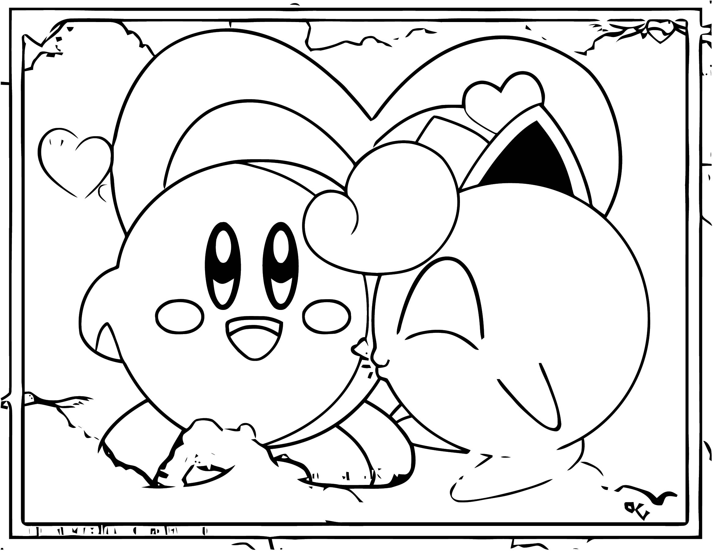 Jigglypuff Kisses Kirby Coloring Page - Wecoloringpage.com