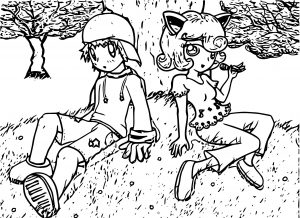 Kirby X Jigglypuff Girl And Boy Coloring Page