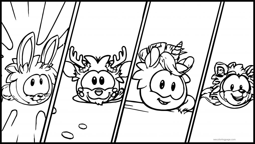 Coloruing Club Club Penguin Four Characters Coloring Page - Wecoloringpage.com