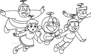 Doraemon Bratz And Friends Flying Coloring Page
